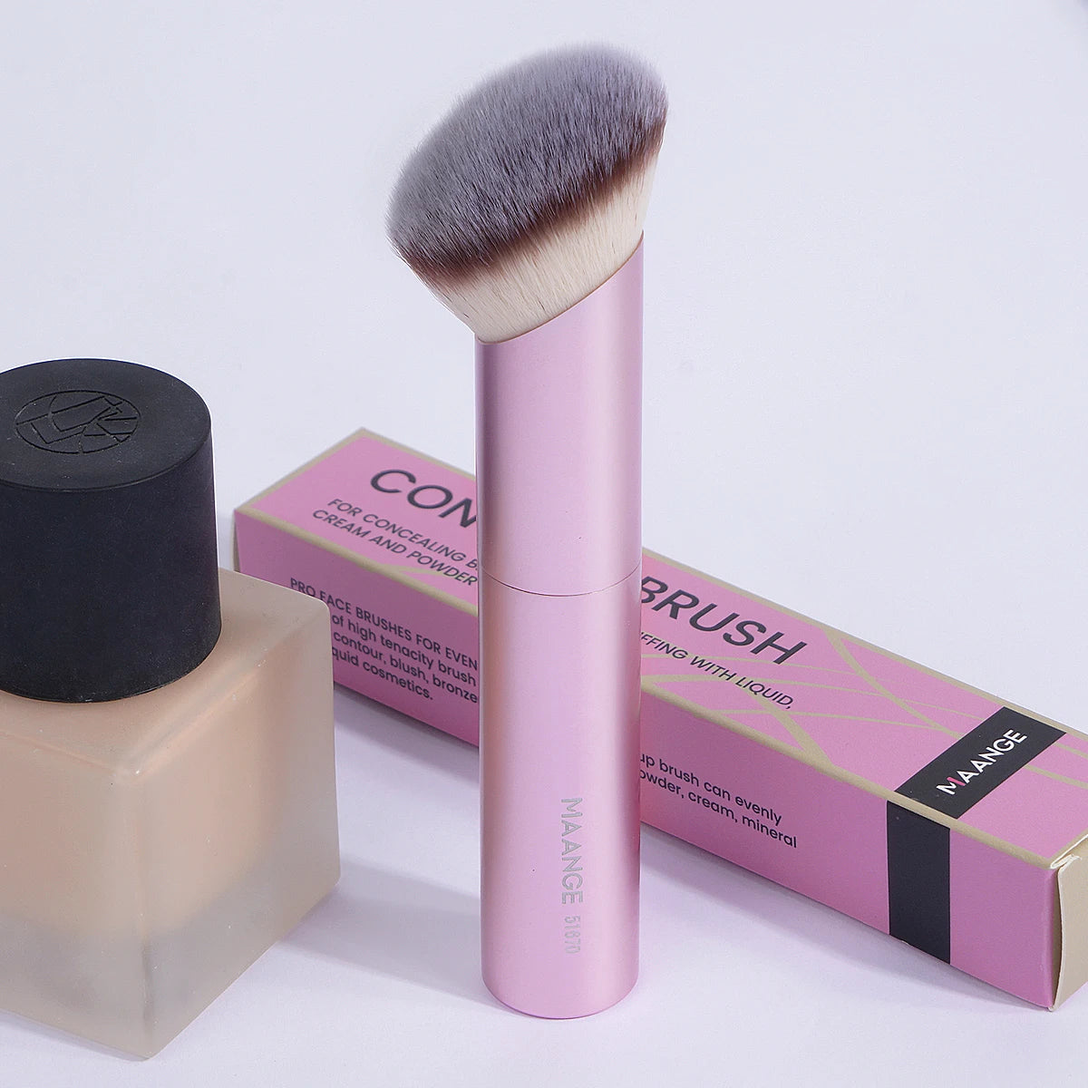 MAANGE-Pinceaux de maquillage en angle, 1 pièce, brosse pour fond de teint, correcteur, cosmétique, cheveux doux, oblique - Lencensa 