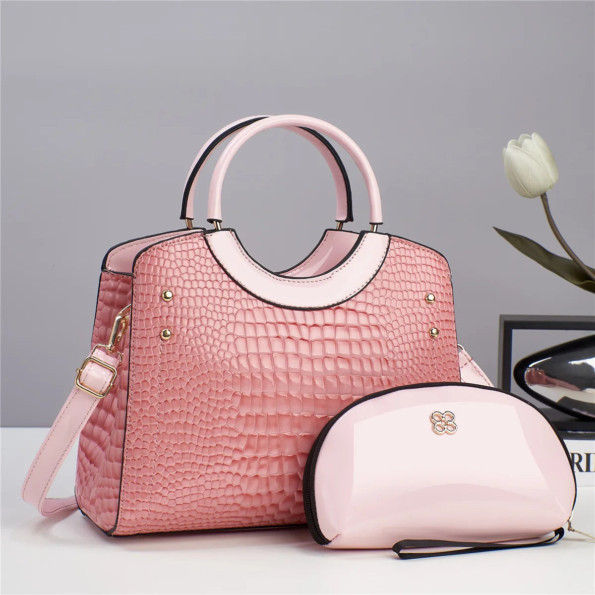 Sac à main décontracté en cuir brillant pour femmes, fourre-tout de luxe de styliste, grande capacité, sacs de marque pour dames