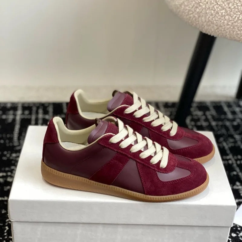 Baskets Femme en Cuir Véritable - Chaussures Décontractées Printemps 2025