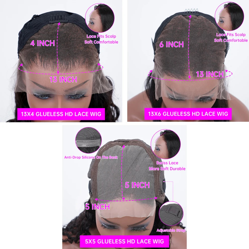 Bob perruque 13x6 vague de corps sans colle perruque cheveux humains brésilien prêt à porter 13x4 dentelle frontale perruque 4x4 5x5 dentelle fermeture perruques pour les femmes