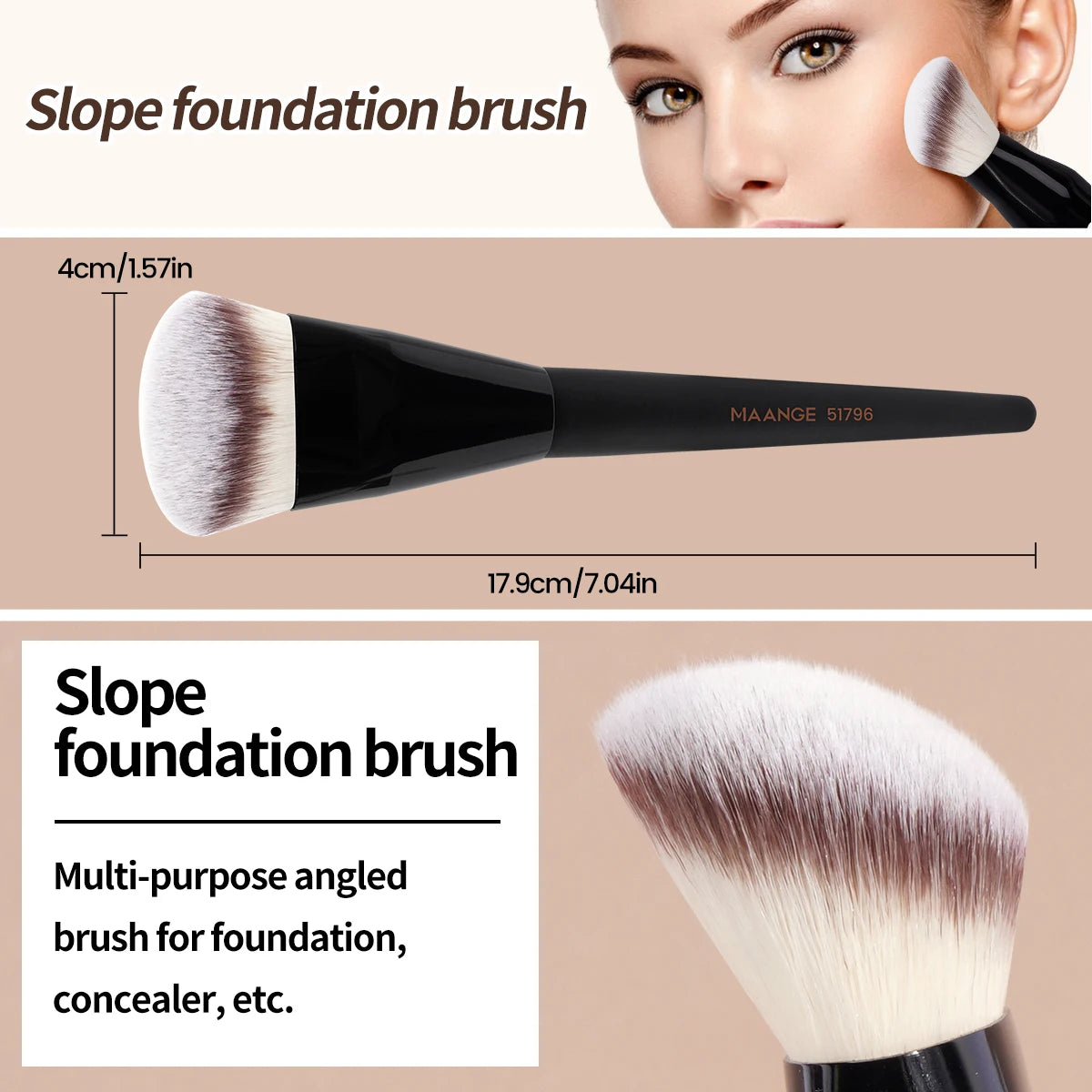 MAANGE – pinceaux de fond de teint profilés, pinceaux de maquillage pour le visage, pour fond de teint liquide ou crème, outil de maquillage pour la beauté - Lencensa 