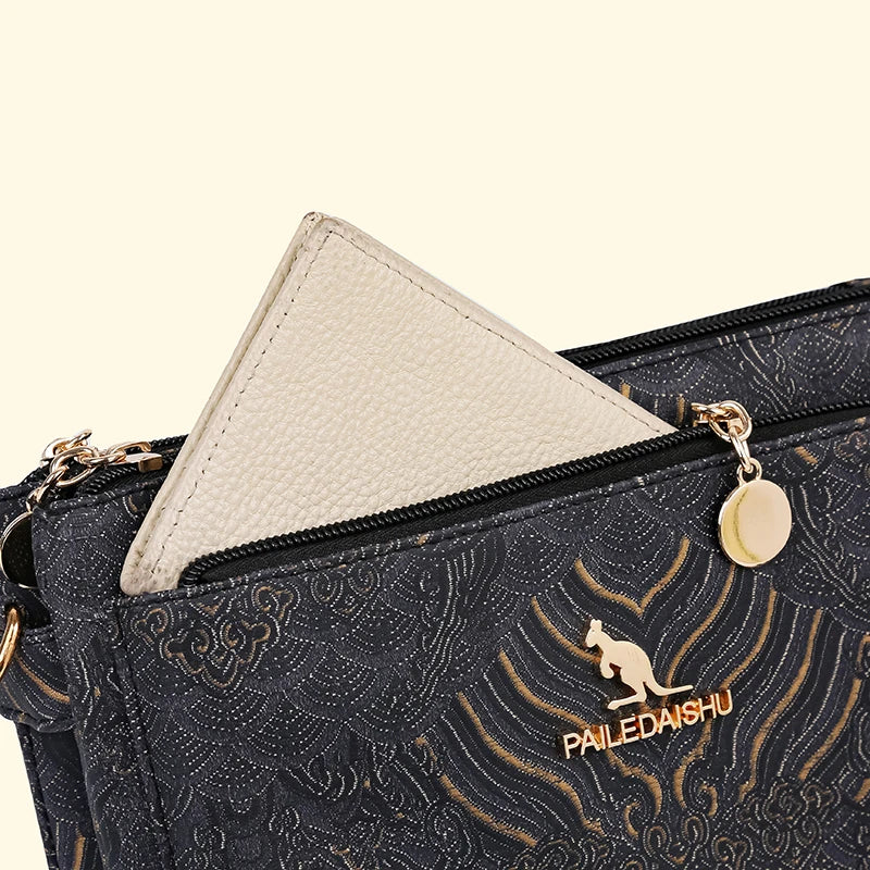 Sac à Main en Cuir de Luxe pour Femme, Sacoche de Marque Authentique, de Styliste, à Bandoulière, Multicouche, 03 Utilisation