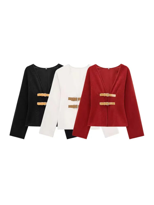Manteau Laine Premium Lencensa Femme - Veste Ceinturée Haute Qualité Col V