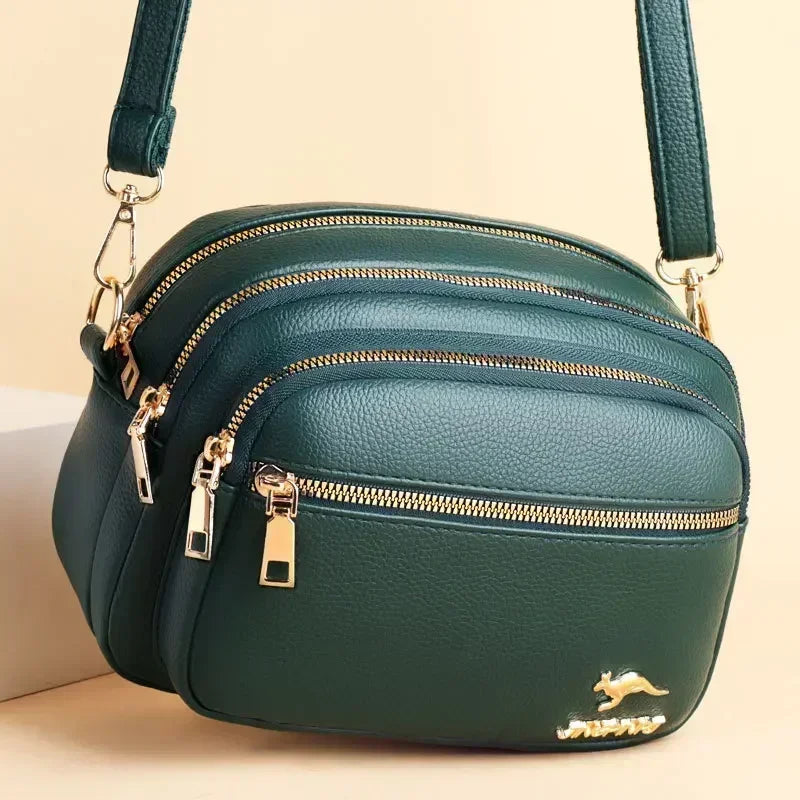 Sac à main en cuir souple pour femme, multi-poches, résistant à l'usure, haute qualité, sac messager initié, luxe, mode