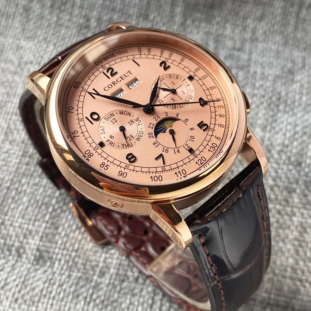 Montre automatique pour hommes Multification Date jour mois année 316L montre mécanique pour hommes boîtier poli indicateur jour/nuit 42mm