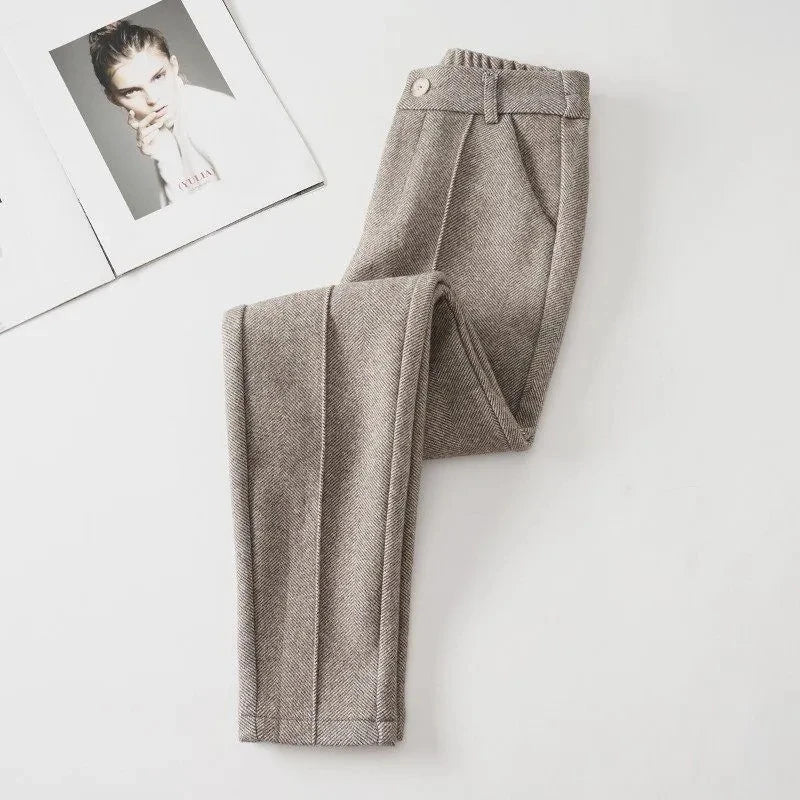 Sarouel Lencensa - Pantalon Velours Taille Haute Élastique Femme Automne-Hiver