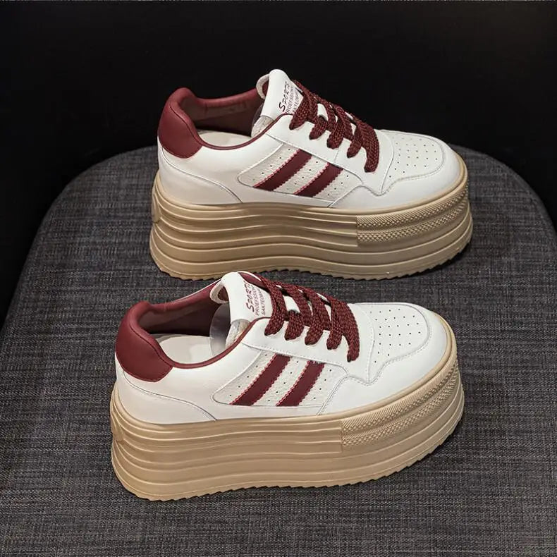 Lencensa - Baskets Compensées Femme Premium | Chaussures Cuir Véritable 10cm de Qualité Supérieure