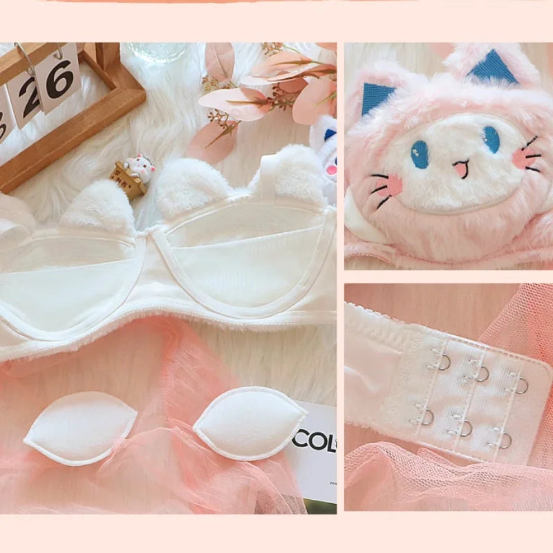 Ensemble Lingerie Femme Peluche - Soutien-Gorge Sans Armatures Chaud - Lencensa 