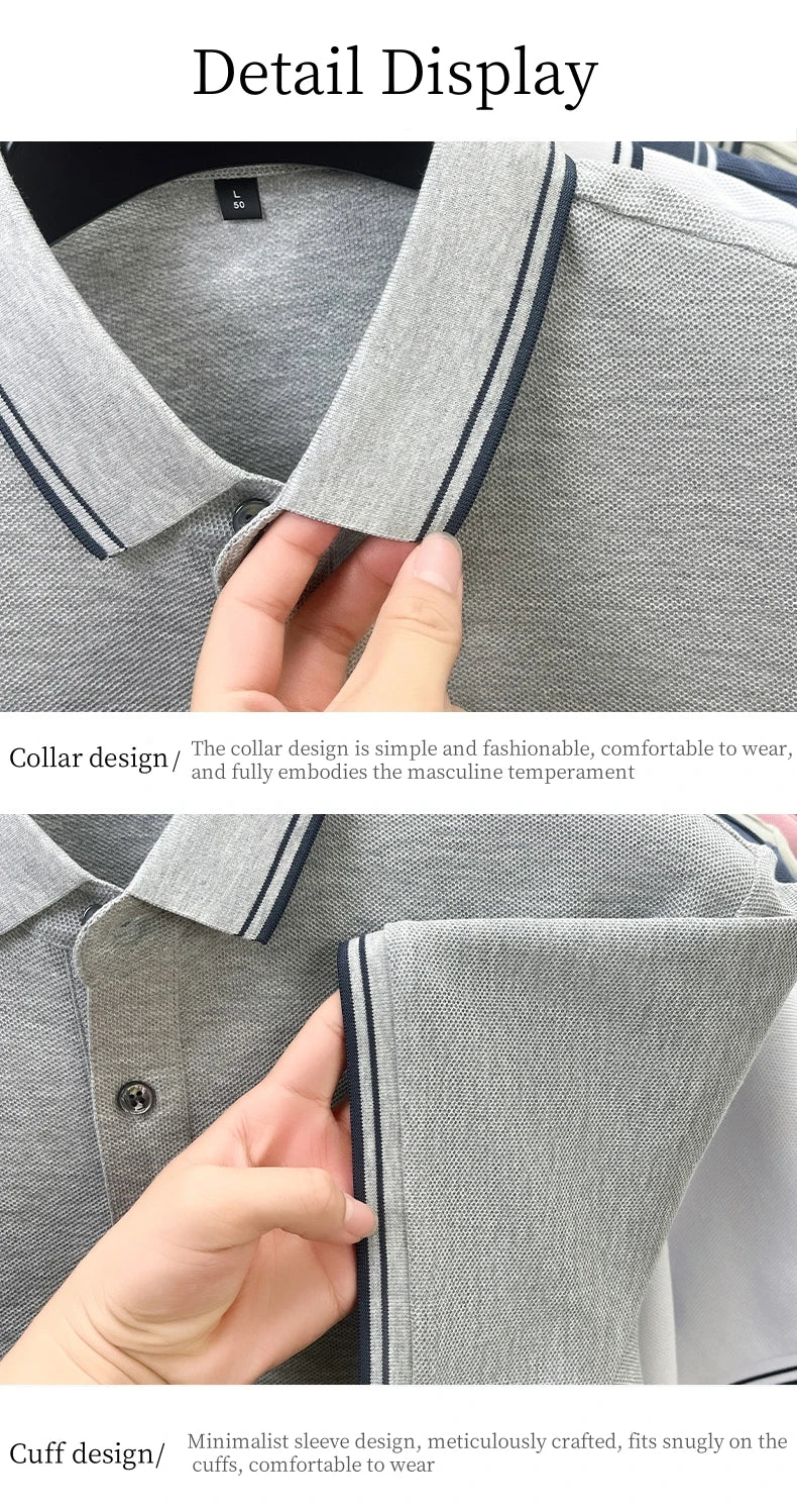 100% coton de luxe flambant neuf hommes brodé style court été confortable respirant polo affaires t-shirt style décontracté haut - Lencensa 