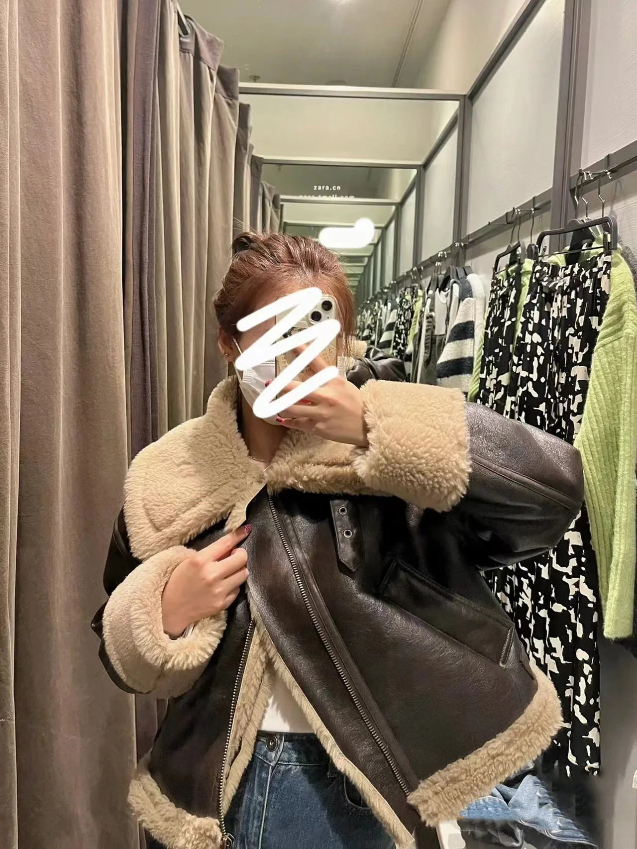 Veste Courte Femme Double Face - Manteau Chaud Automne Hiver