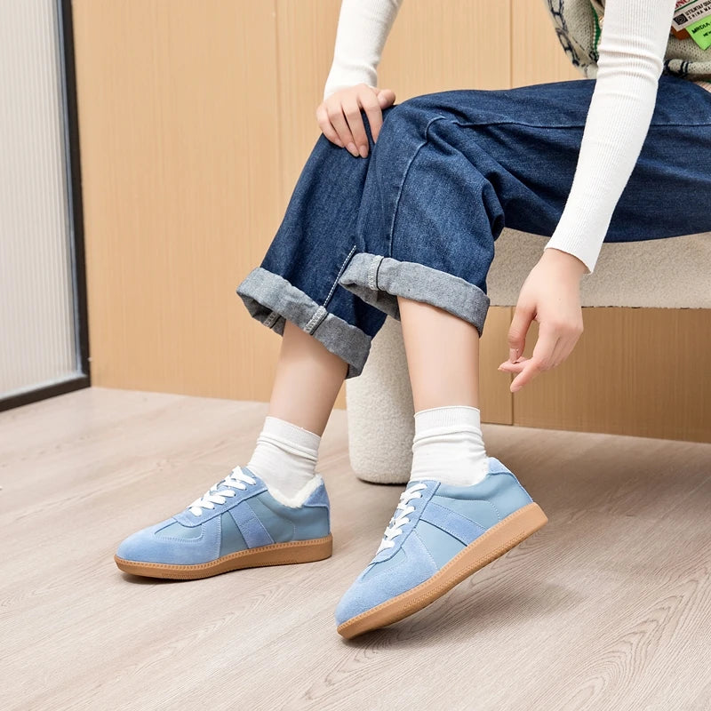 Baskets Femme en Cuir Véritable - Chaussures Décontractées Printemps 2025