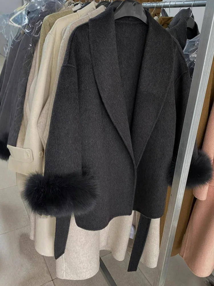 Manteau Femme Laine Double Face - Pardessus Élégant Bureau Dame 2025 - Lencensa 