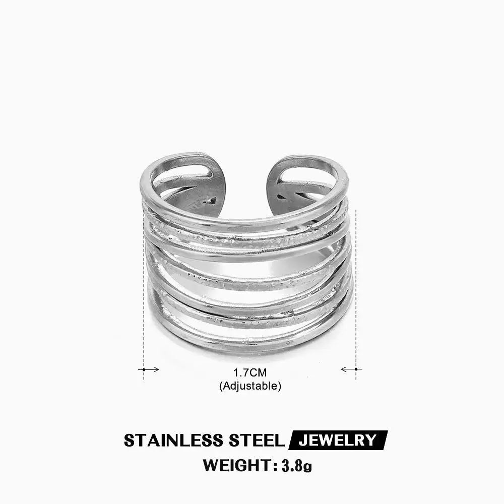 Bague en forme de cœur en acier inoxydable pour femmes, couleur or, anneau creux en métal, Bijoux étanches, cadeau pour petite amie