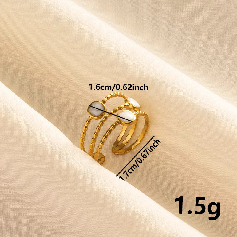 Bague en Acier Inoxydable Plaqué Or group pour Femme et Homme, Bijoux d'Anniversaire, Huile de Goutte à Goutte Blanche, Étoile, Cœur, Œil, Ouvert, Réglable, Vintage