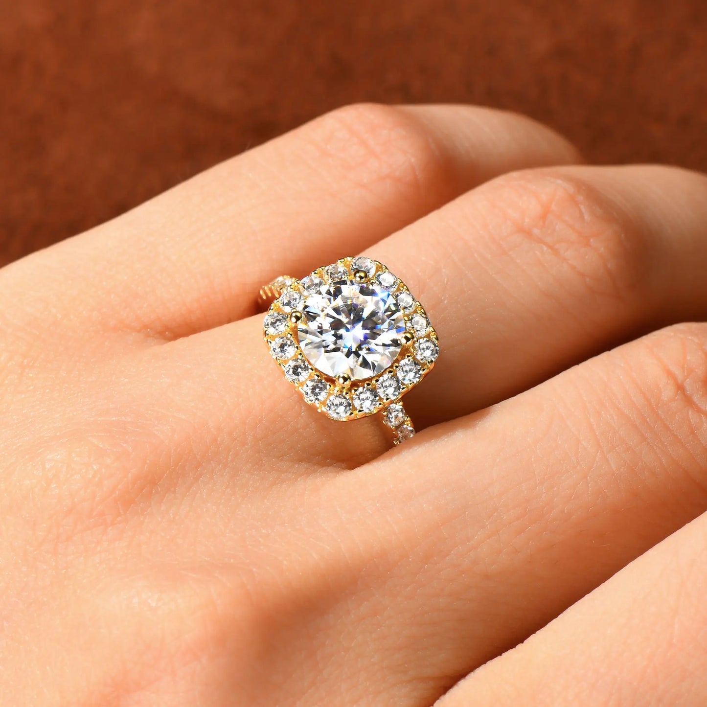 Bague Moissanite 2ct Certifiée GRA - Argent 925 Plaqué Or 18K