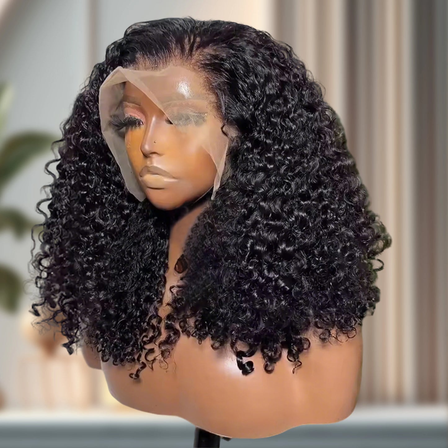 Brésilien court Bob 100% cheveux humains vague profonde 13x4 dentelle frontale cheveux humains vague d'eau avant de lacet bouclés dentelle perruques courtes pour les femmes - Lencensa 