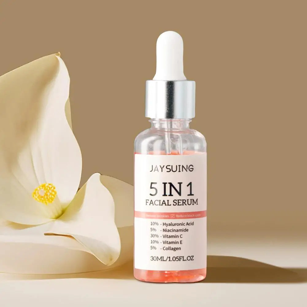 Sérum visage 5 en 1, hydratant, blanchissant, anti-déformable, anti-âge, vitamine C et acide hyaluronique pour réduire les pores, 30ml