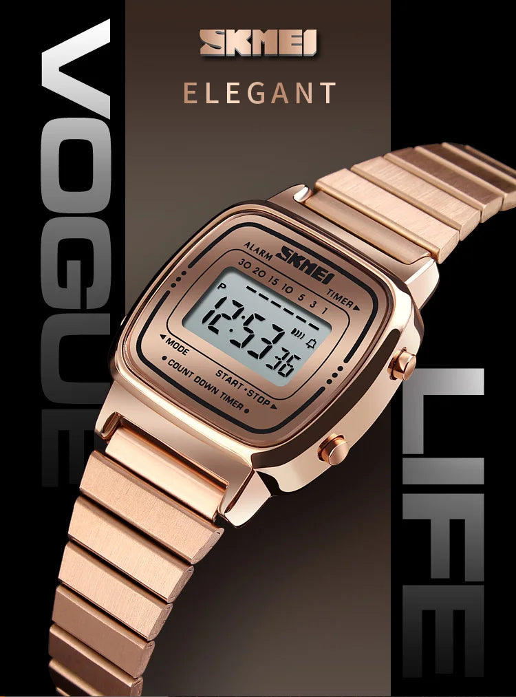 SKMEI 1901 luxe femmes montres petit cadran numérique Chrono calendrier Montre étanche dames Montre-bracelet horloge Montre femme 1620