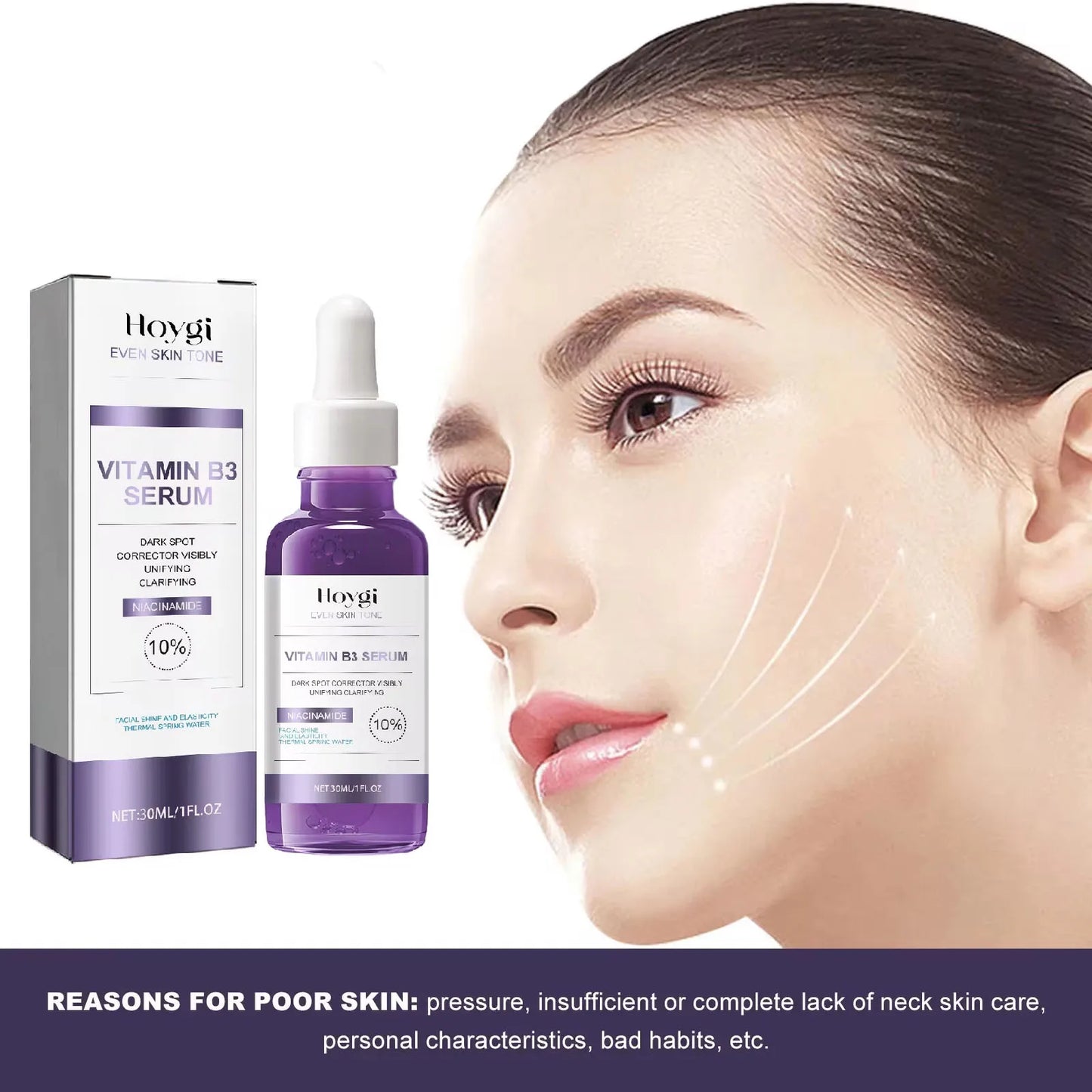 Sérum Anti-rides pour le visage, élimination des taches foncées, estompe les marques d'acné, ligne Fine lisse, raffermissant, raffermissant, vitamine B3, Essence hydratante