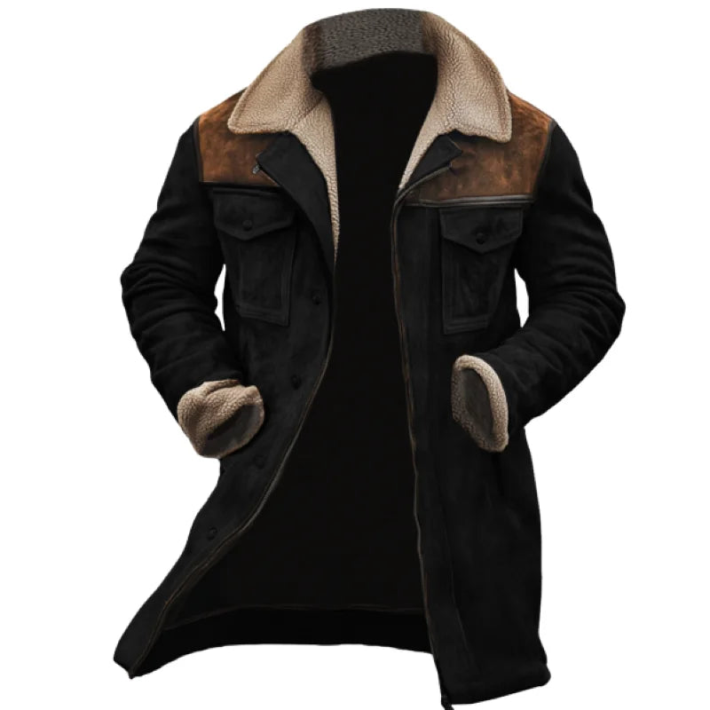 Veste Daim Premium Lencensa - Vintage Polaire Agneau Multi-Poches - Qualité Exceptionnelle