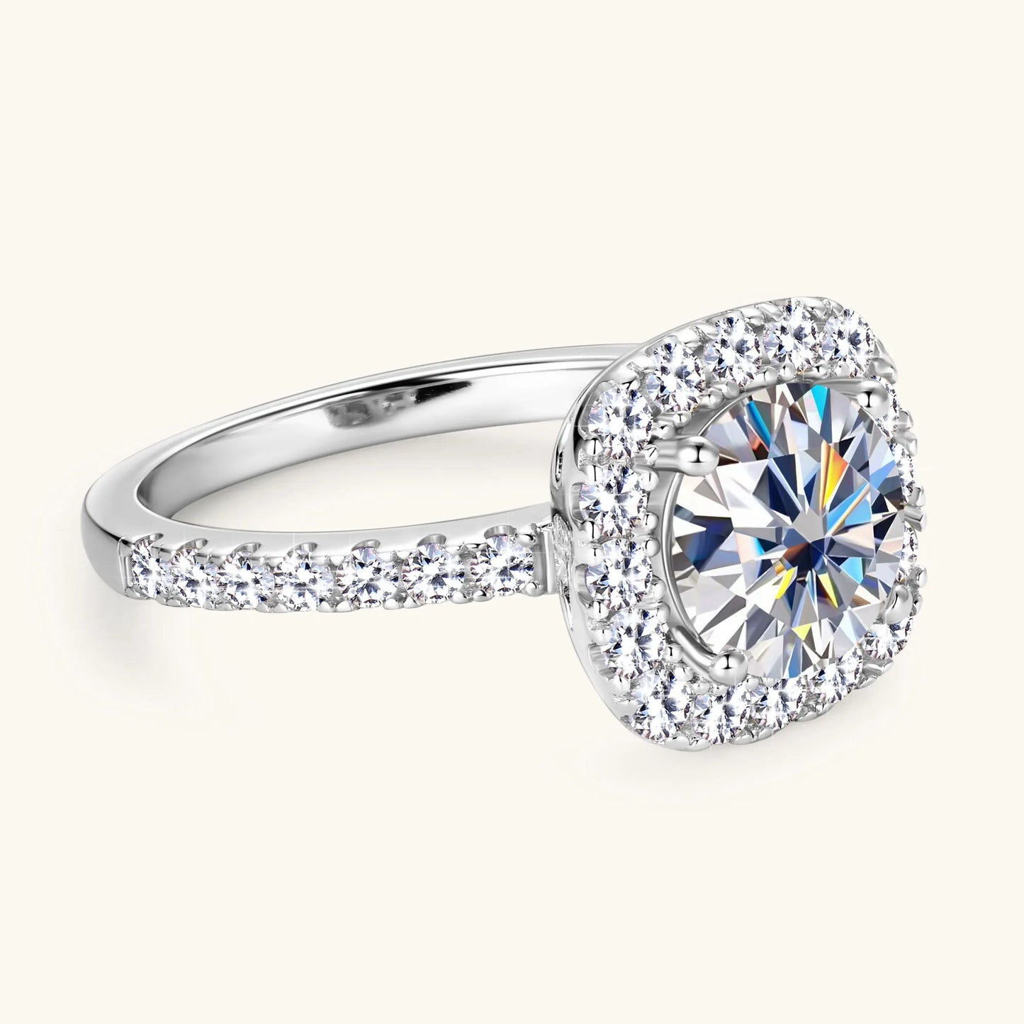 Bague Moissanite 2ct Certifiée GRA - Argent 925 Plaqué Or 18K