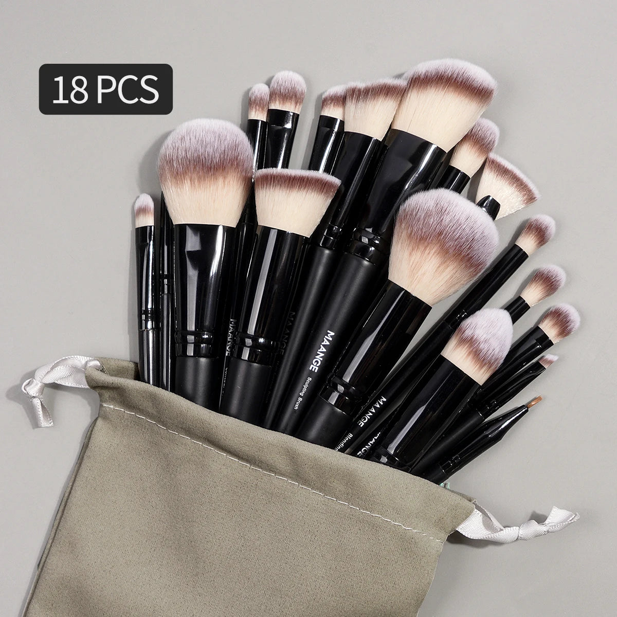 MAANGE ensemble de pinceaux de maquillage professionnel 18 pièces Premium fond de teint synthétique poudre correcteurs fards à paupières pinceaux de maquillage avec sac - Lencensa 
