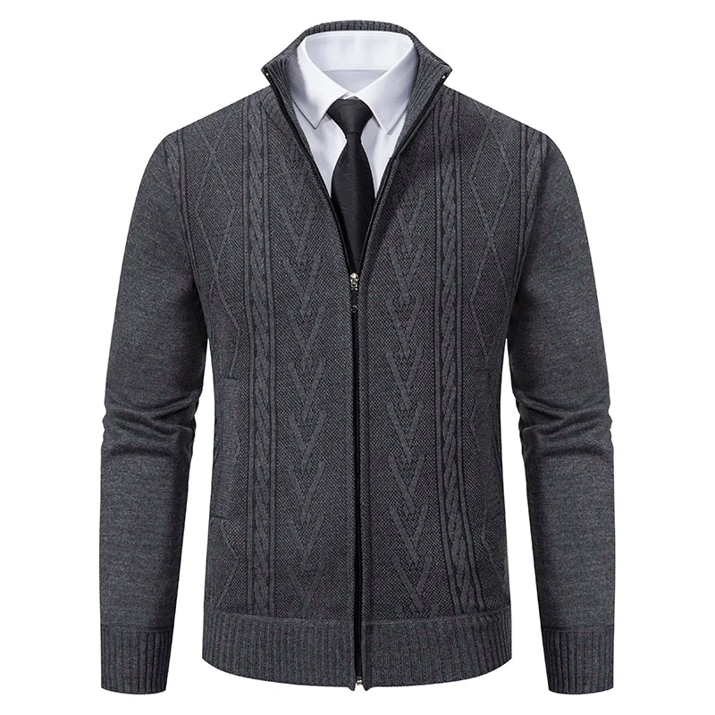 Cardigan Homme GQXAON Premium - Manteau Cachemire Zippé Automne-Hiver - Lencensa 