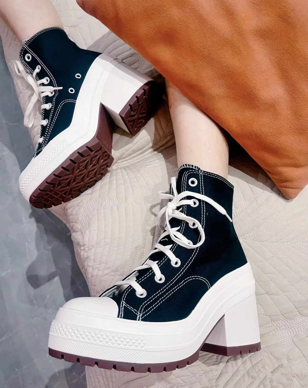 Lencensa - Baskets Plateforme Femme Premium | Sneakers Toile Haute de Qualité Supérieure