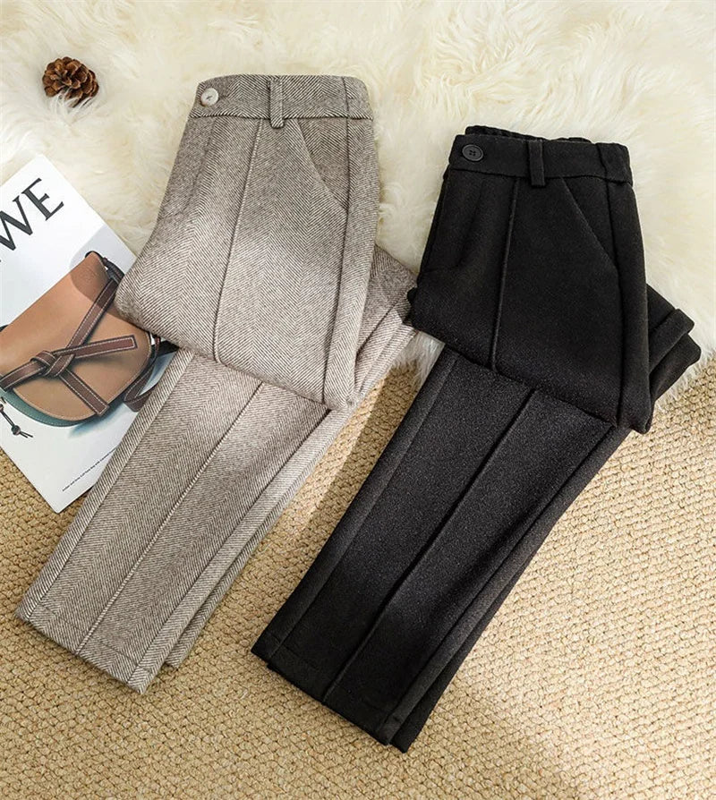 Sarouel Lencensa - Pantalon Velours Taille Haute Élastique Femme Automne-Hiver