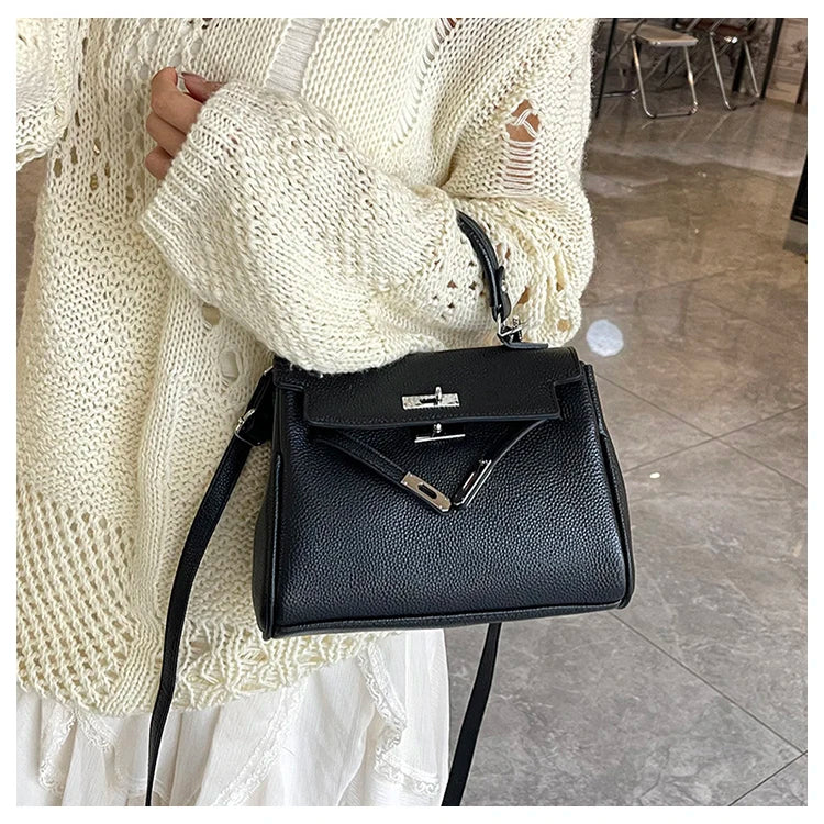 Sac messager en cuir classique pour femmes, sac à bandoulière, fourre-tout de marque de luxe, célèbre styliste populaire élégant - Lencensa 