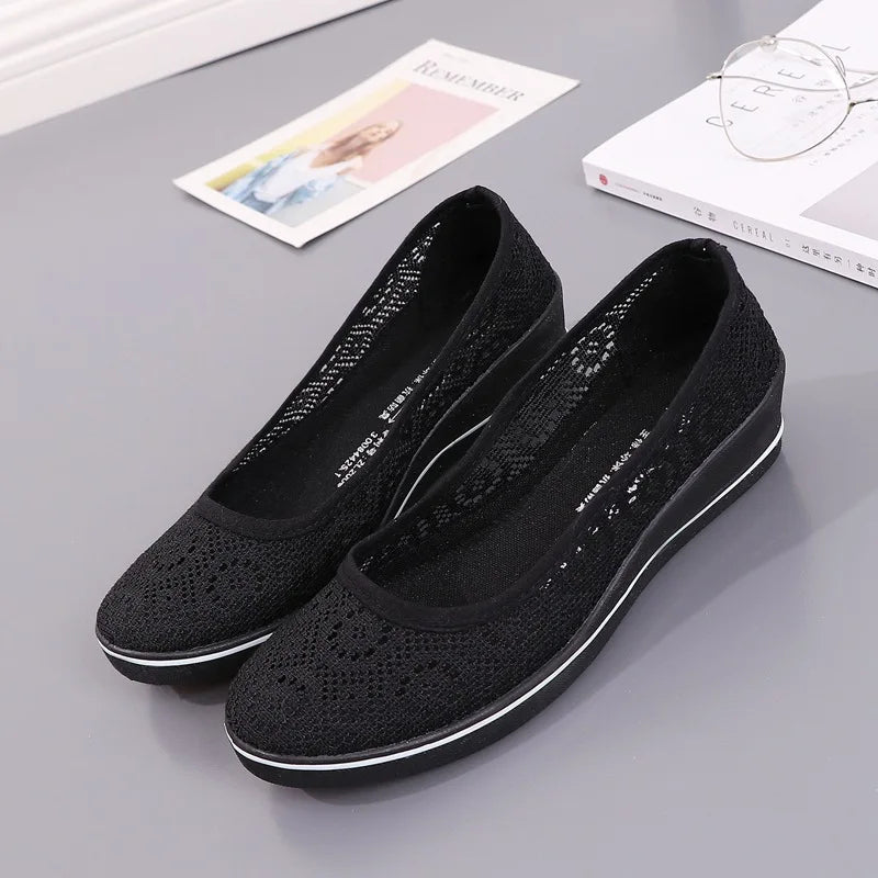 Chaussures Femme Blanches en Dentelle - Baskets Plates Respirantes Été
