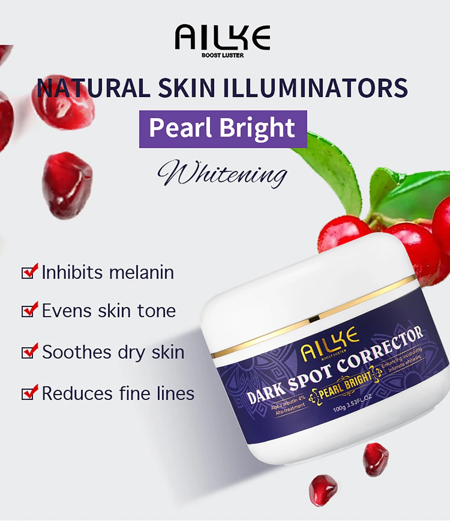 AILKE – ensemble de soins pour la peau blanchissant, éclaircissant, avec double glutathion, réduit les taches noires, foncées et blanches, pour tous les Types de peau