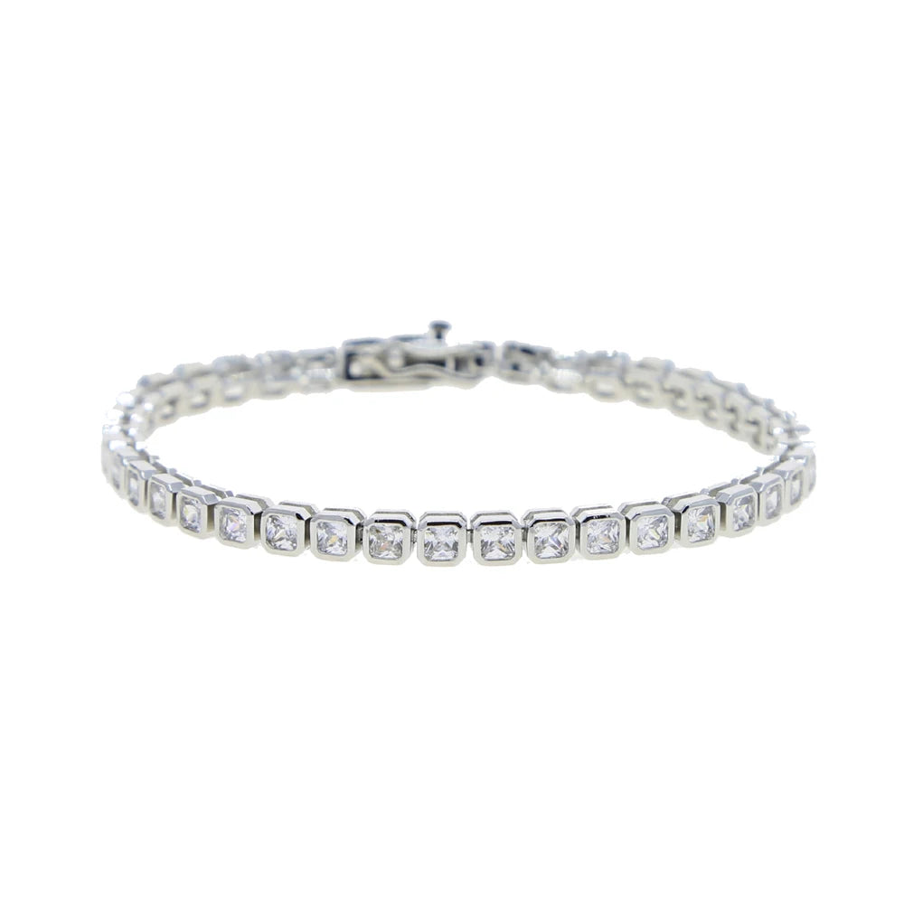 Bracelet en zircone cubique 5A CZ, lunette géométrique de différentes formes, chaîne de Tennis, bijoux classiques à la mode pour femmes