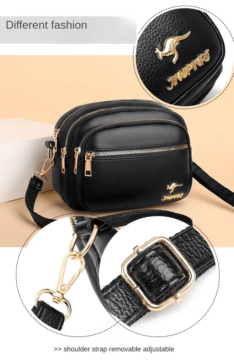 Sac à main en cuir souple pour femme, multi-poches, résistant à l'usure, haute qualité, sac messager initié, luxe, mode