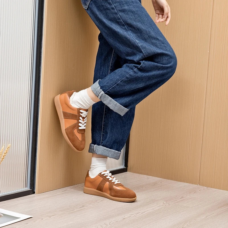 Baskets Femme en Cuir Véritable - Chaussures Décontractées Printemps 2025