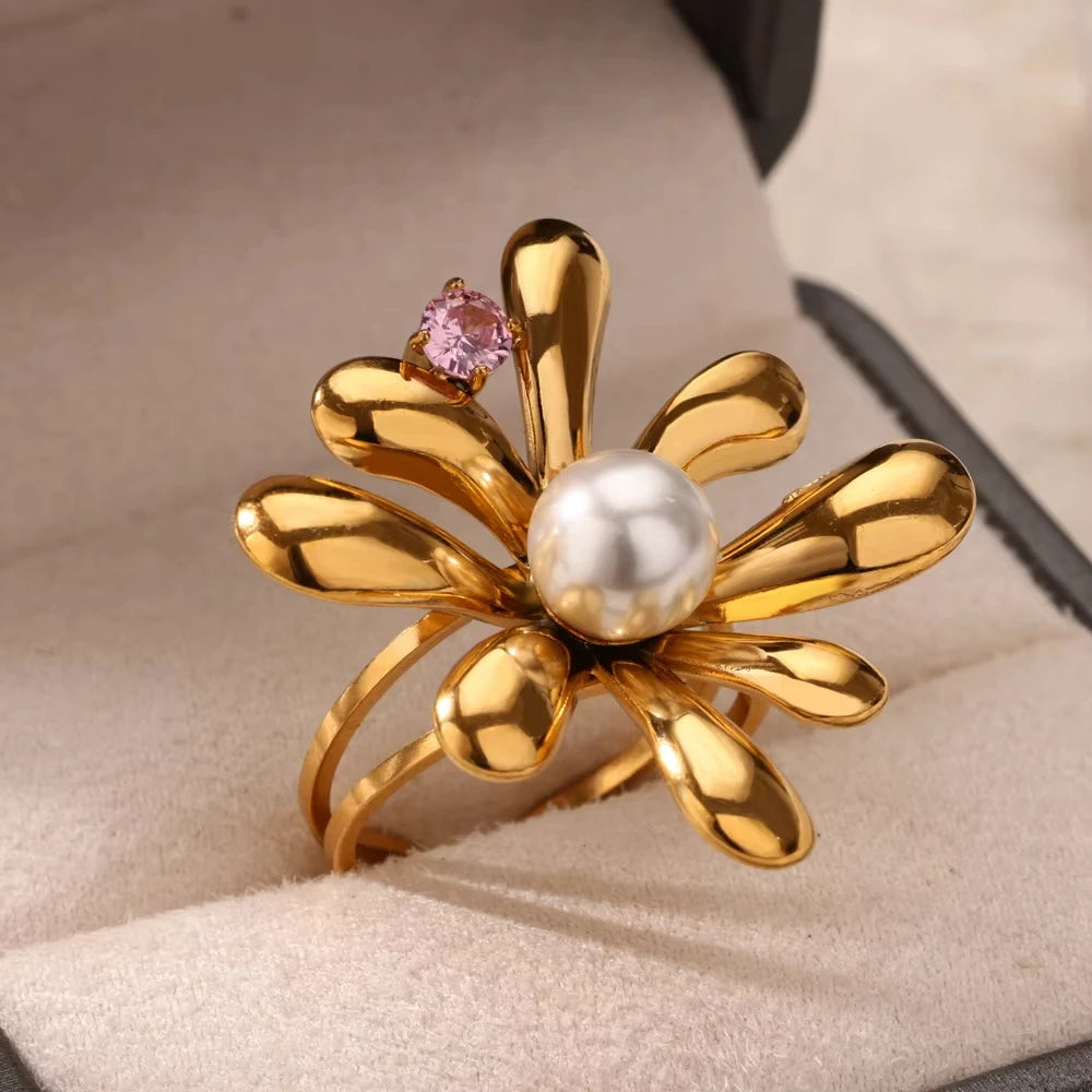 Bagues géométriques en acier inoxydable et Zircon pour femmes, bijoux de luxe, mauvais œil, couleur or, réglables, tendance, cadeau esthétique de mariage