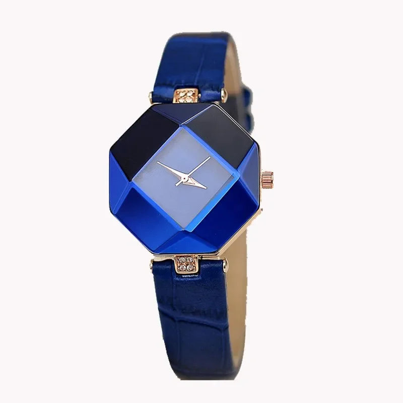 Créatif Design décontracté femmes Montre bracelet en cuir bleu Montre multicolore analogique Quartz montres dames Reloj Mujer Montre Femme
