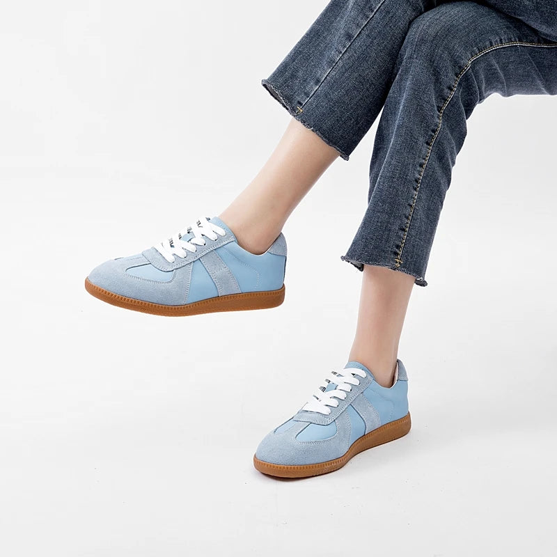Baskets Femme en Cuir Véritable - Chaussures Décontractées Printemps 2025
