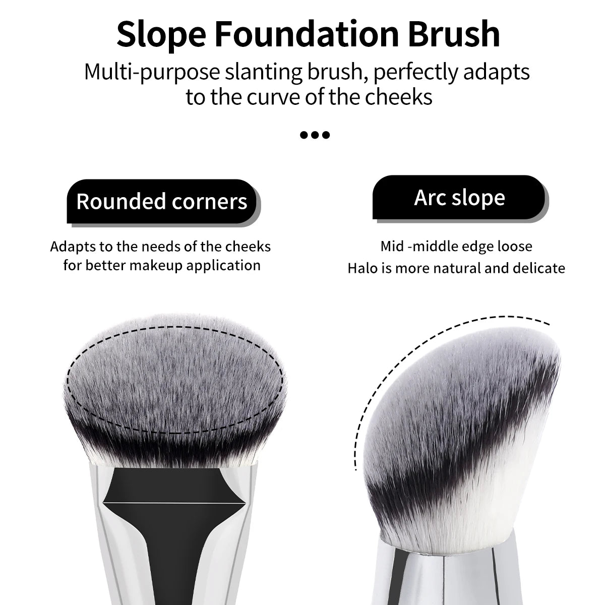 MAANGE 4 pièces ensemble de pinceaux de maquillage principaux pinceaux de fond de teint à dessus plat pinceau profilé coudé outil de maquillage pour le visage à poils denses pour la beauté - Lencensa 