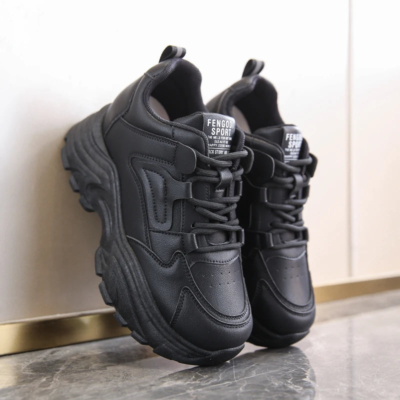 Baskets Femme Plateforme Blanches - Chaussures Sport à Lacets