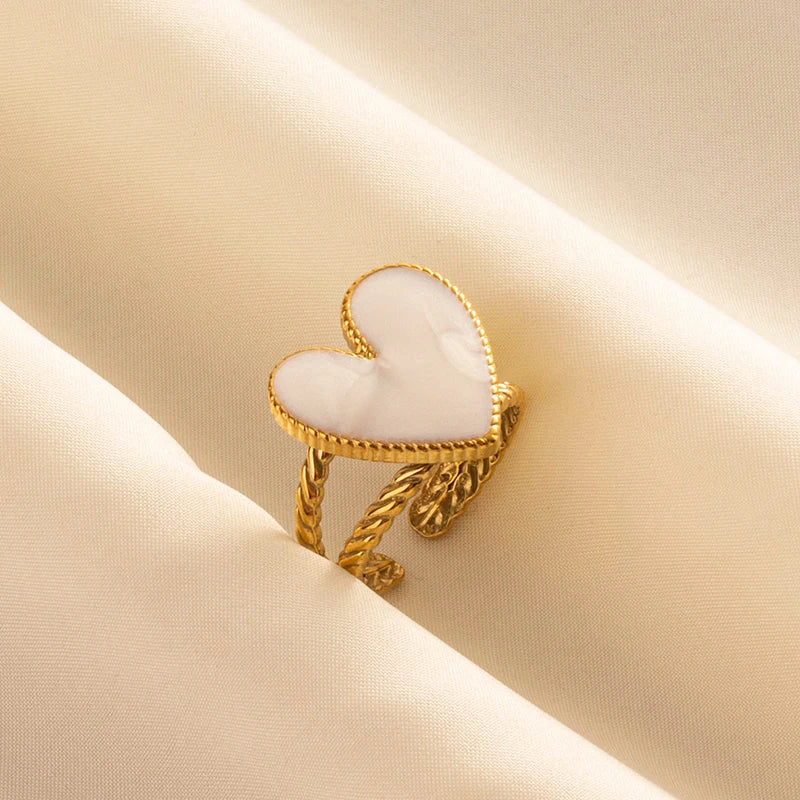 Bague en Acier Inoxydable Plaqué Or group pour Femme et Homme, Bijoux d'Anniversaire, Huile de Goutte à Goutte Blanche, Étoile, Cœur, Œil, Ouvert, Réglable, Vintage