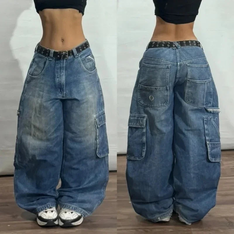 Y2K américain nouveau modèle broderie Baggy jean hommes haute rue Vintage Hip Hop mode décontracté Joker Couple pantalon à jambes larges