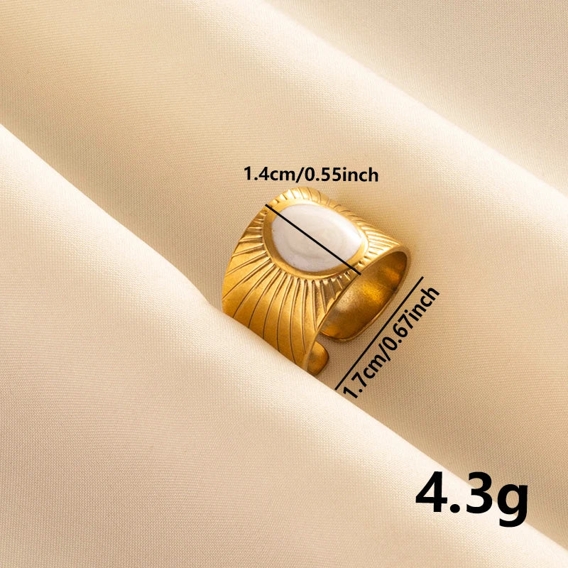 Bague en Acier Inoxydable Plaqué Or group pour Femme et Homme, Bijoux d'Anniversaire, Huile de Goutte à Goutte Blanche, Étoile, Cœur, Œil, Ouvert, Réglable, Vintage