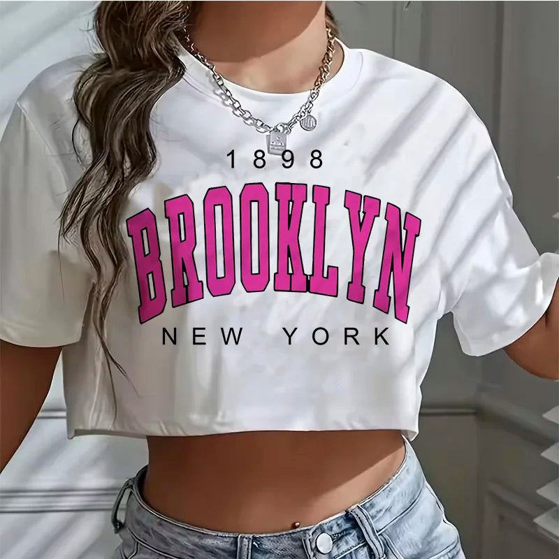 T-shirt Premium Femme Brooklyn LA - Crop Top Qualité Supérieure Sport Décontracté
