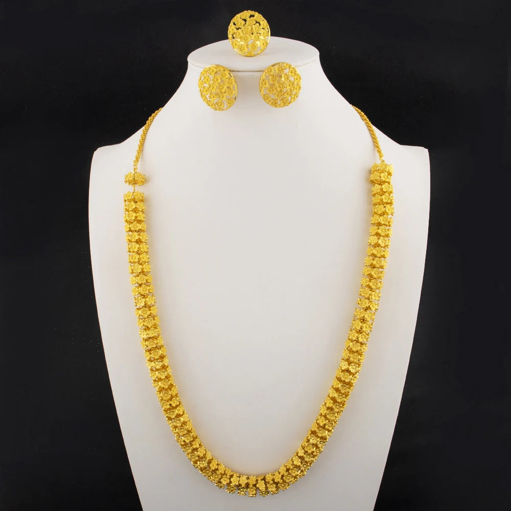 Ensemble Bijoux Luxe Plaqué Or - Collection Dubai Noble Unisexe