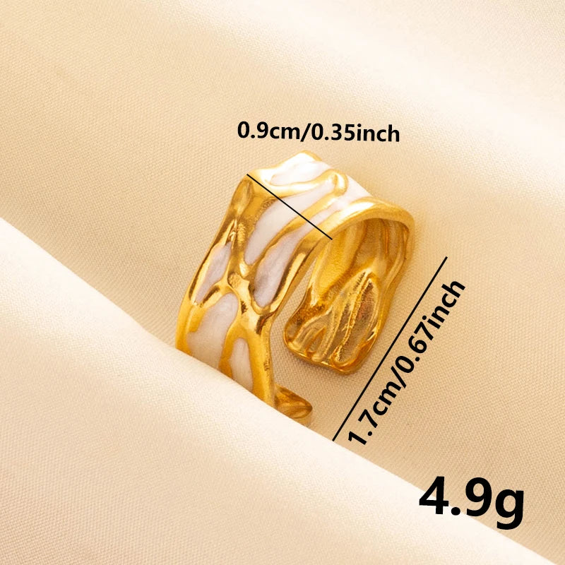 Bague en Acier Inoxydable Plaqué Or group pour Femme et Homme, Bijoux d'Anniversaire, Huile de Goutte à Goutte Blanche, Étoile, Cœur, Œil, Ouvert, Réglable, Vintage