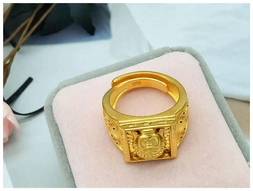 Véritables matiques en or 18 carats pour hommes, matiques de document, père, frère, tête de bouddha, religion, ne se décolore pas, bijoux fins, cadeaux, 100%