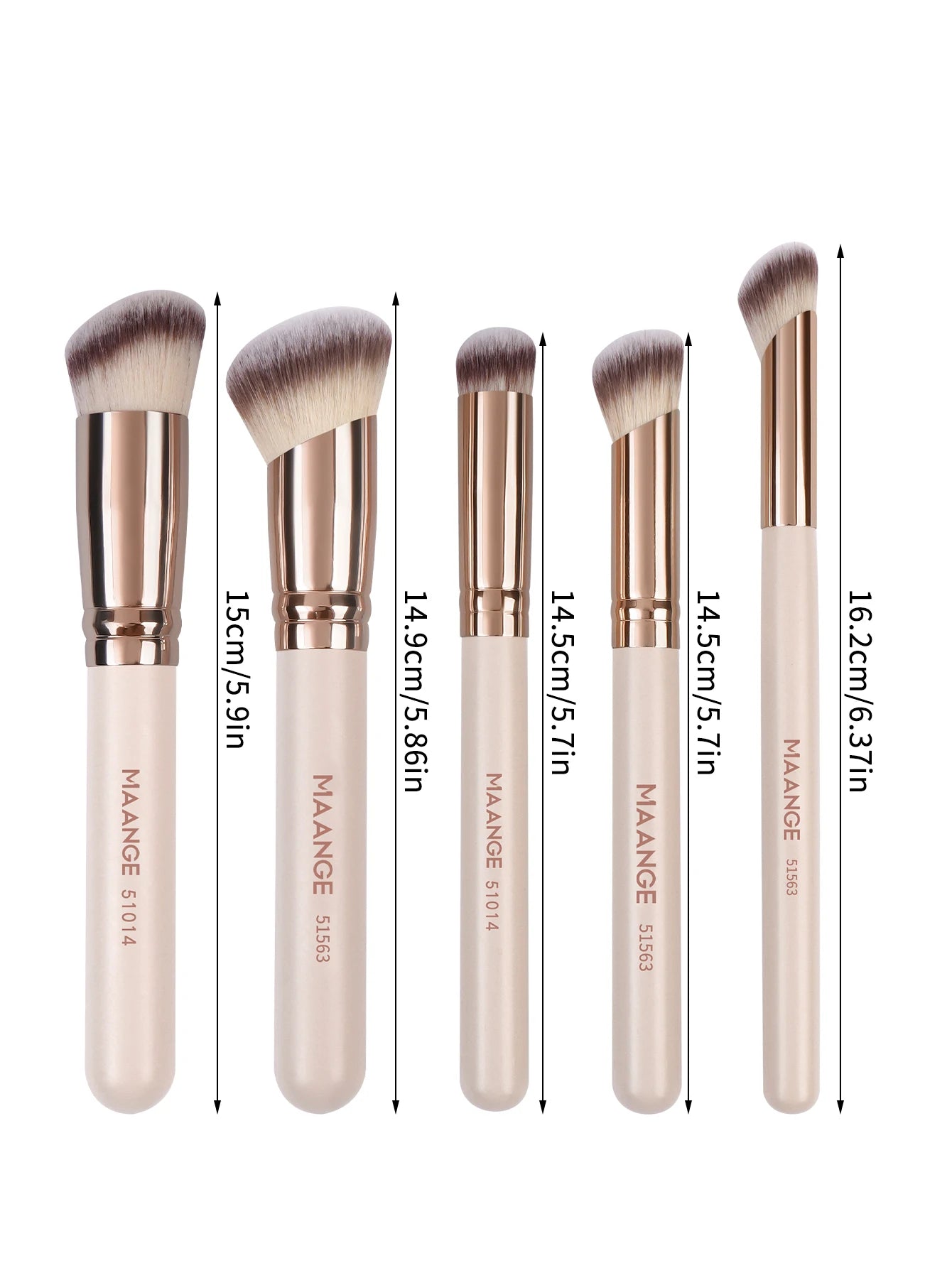 MAANGE 5 pièces pinceaux de maquillage poudre fard à joues brosse fond de teint pinceau de maquillage pinceau de Contour Portable pour voyage cadeau de saint valentin