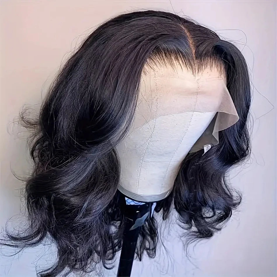 Perruque Bob Lace Front Wig Body Wave Naturelle, Cheveux Courts, 13x4, Transparent, En Solde, Pour Femme