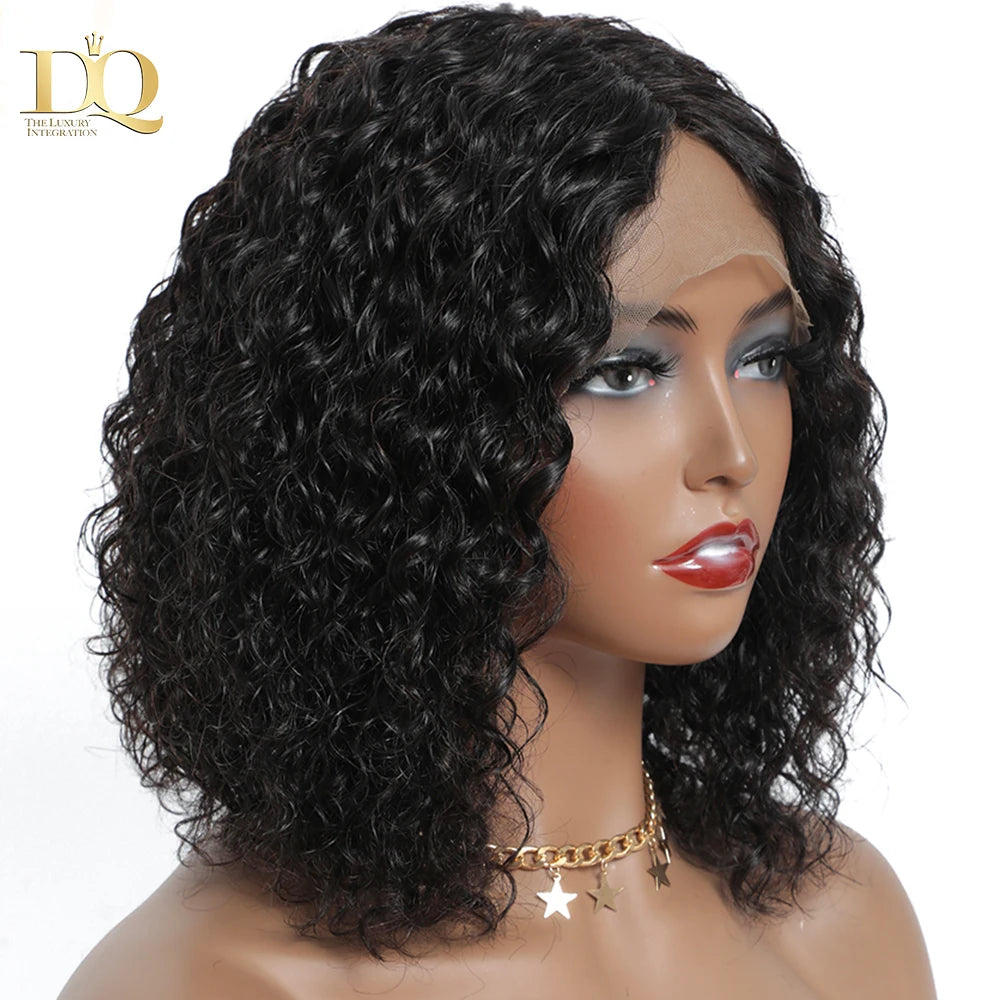Perruque Lace Closure Wig Remy Brésilienne Naturelle, Cheveux Crépus Bouclés, 13x4, pour Femme